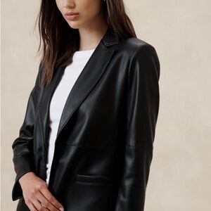 Banana Republic Black Vegan Leather Blazer, NWOT, size 12